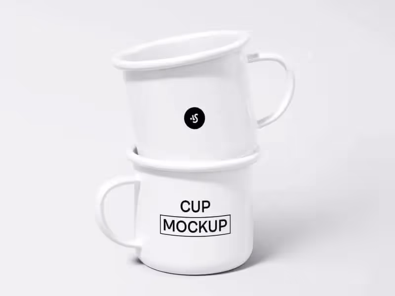 Free Steel Mugs Minimalistic Mockup