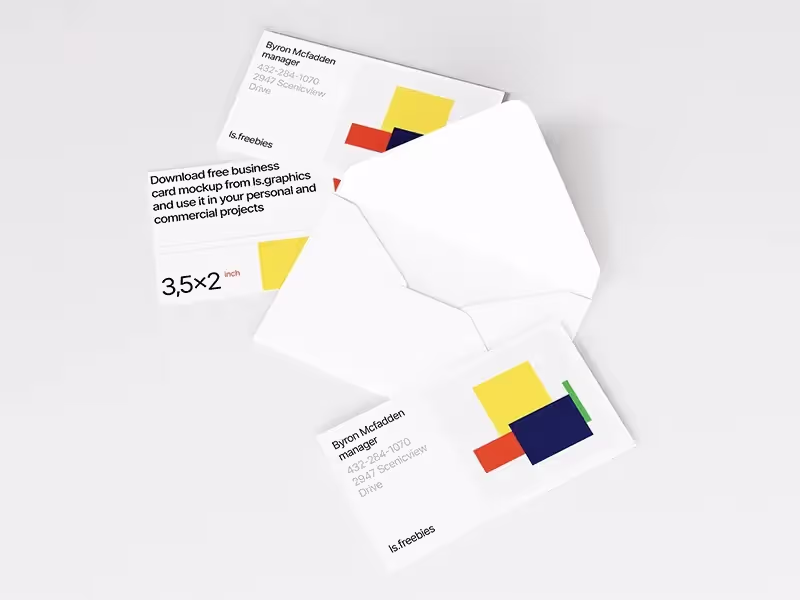Opened Envelope and Business Cards Mockup