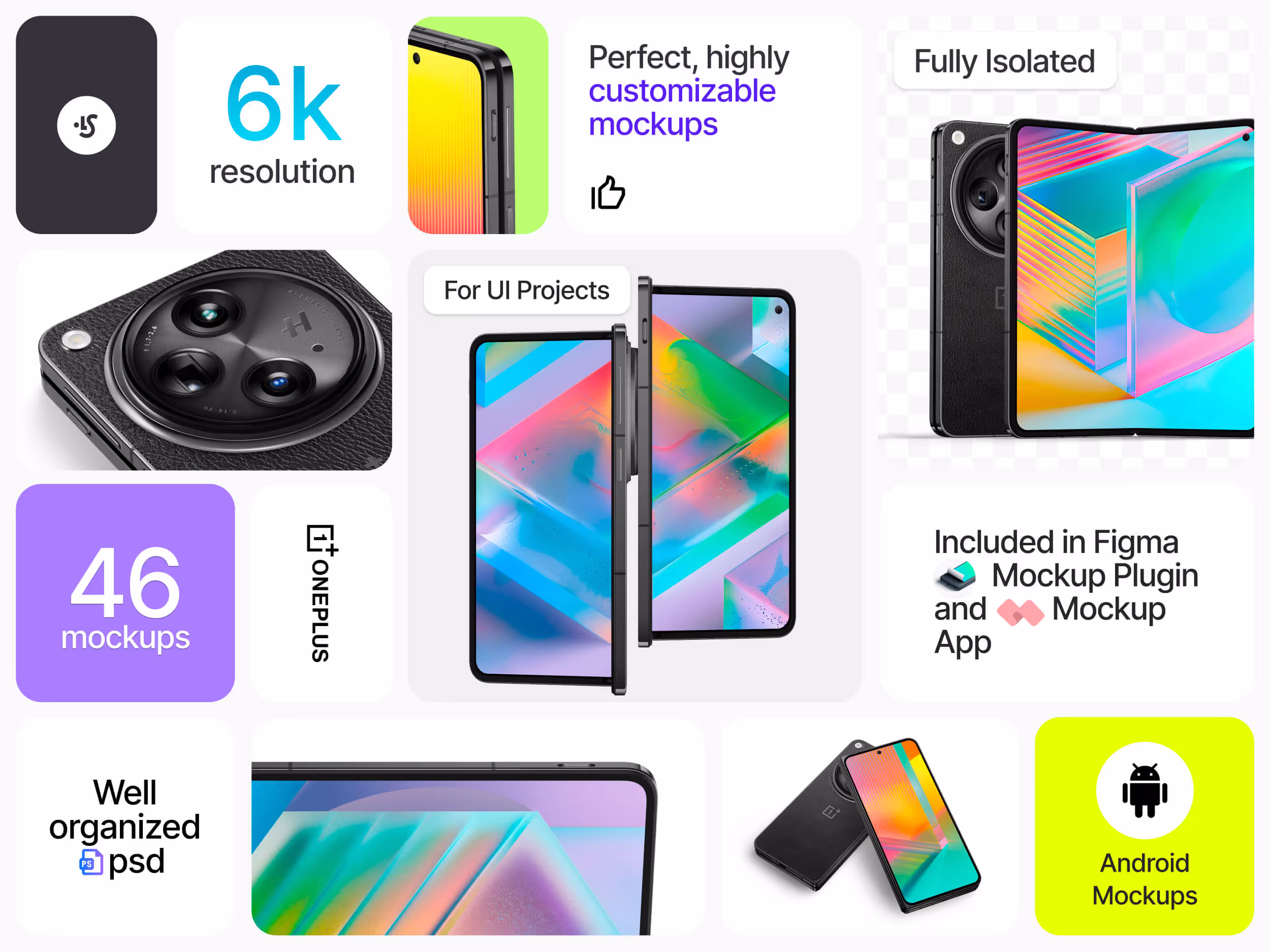 Phone Mockups - OnePlus Open Mockups | Available on ls.graphics
