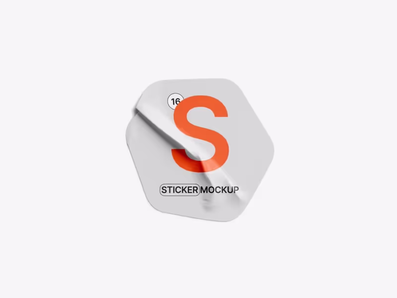 Glossy Sticker Mockup, Scene 02
