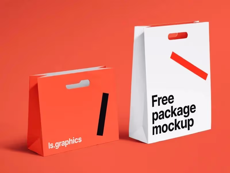2 Paper Carry Bags Free Mockup