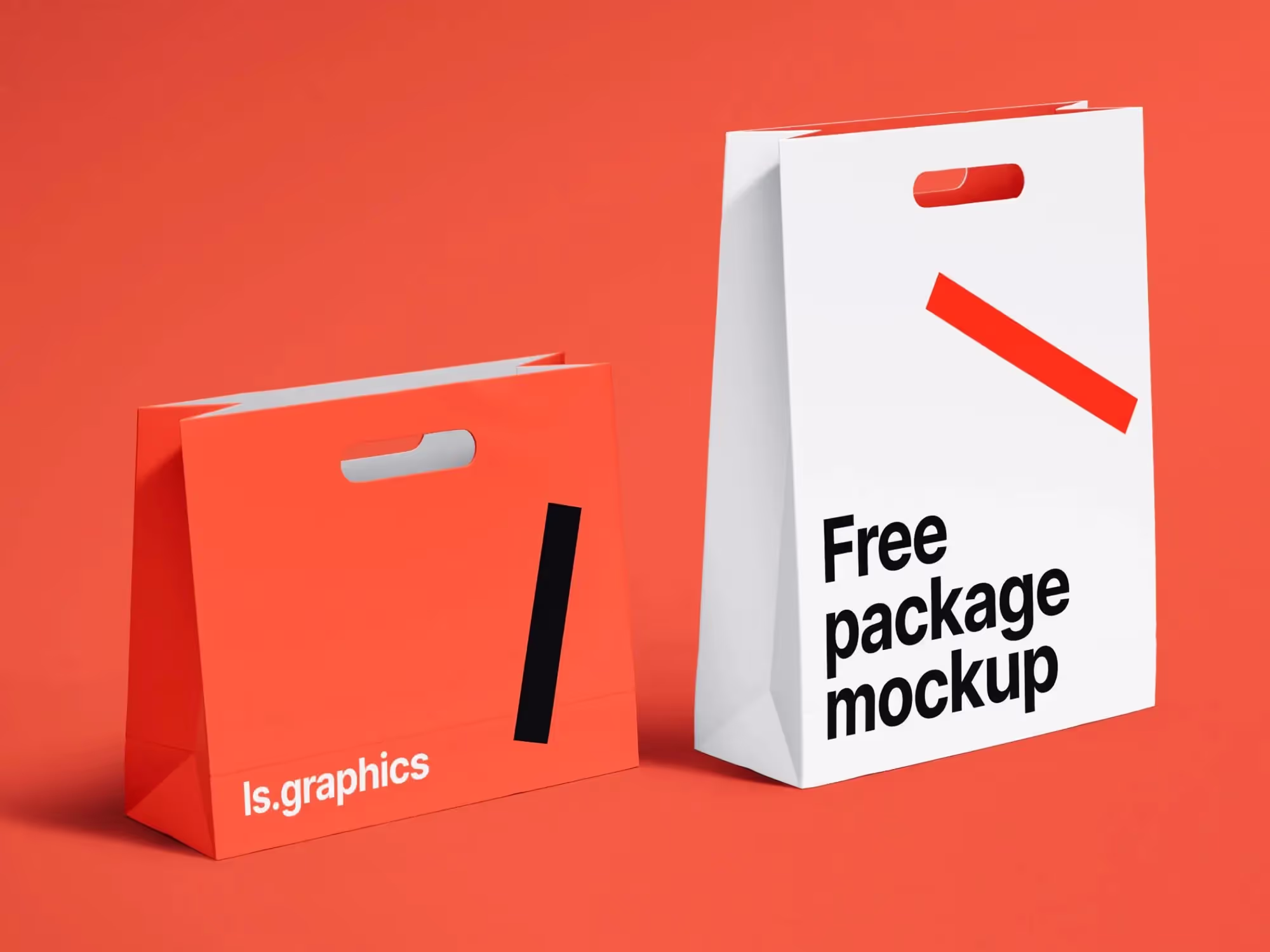 2 Paper Carry Bags Free Mockup | Best Seller Template
