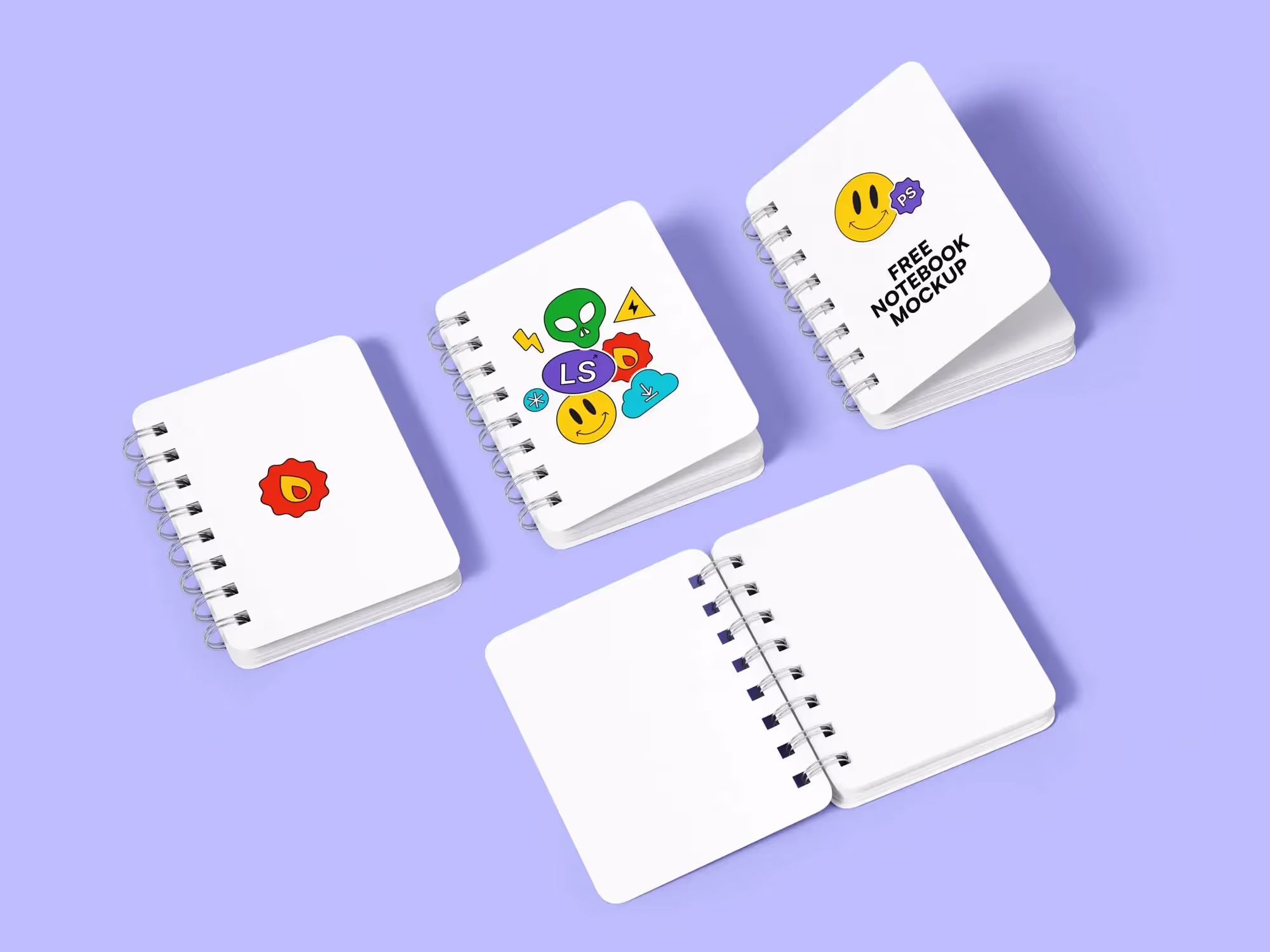 Free Spiral Hardcover Notepads Mockup | Commercial License Ready