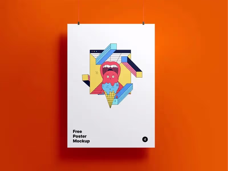 Free Hanging Poster Mockup