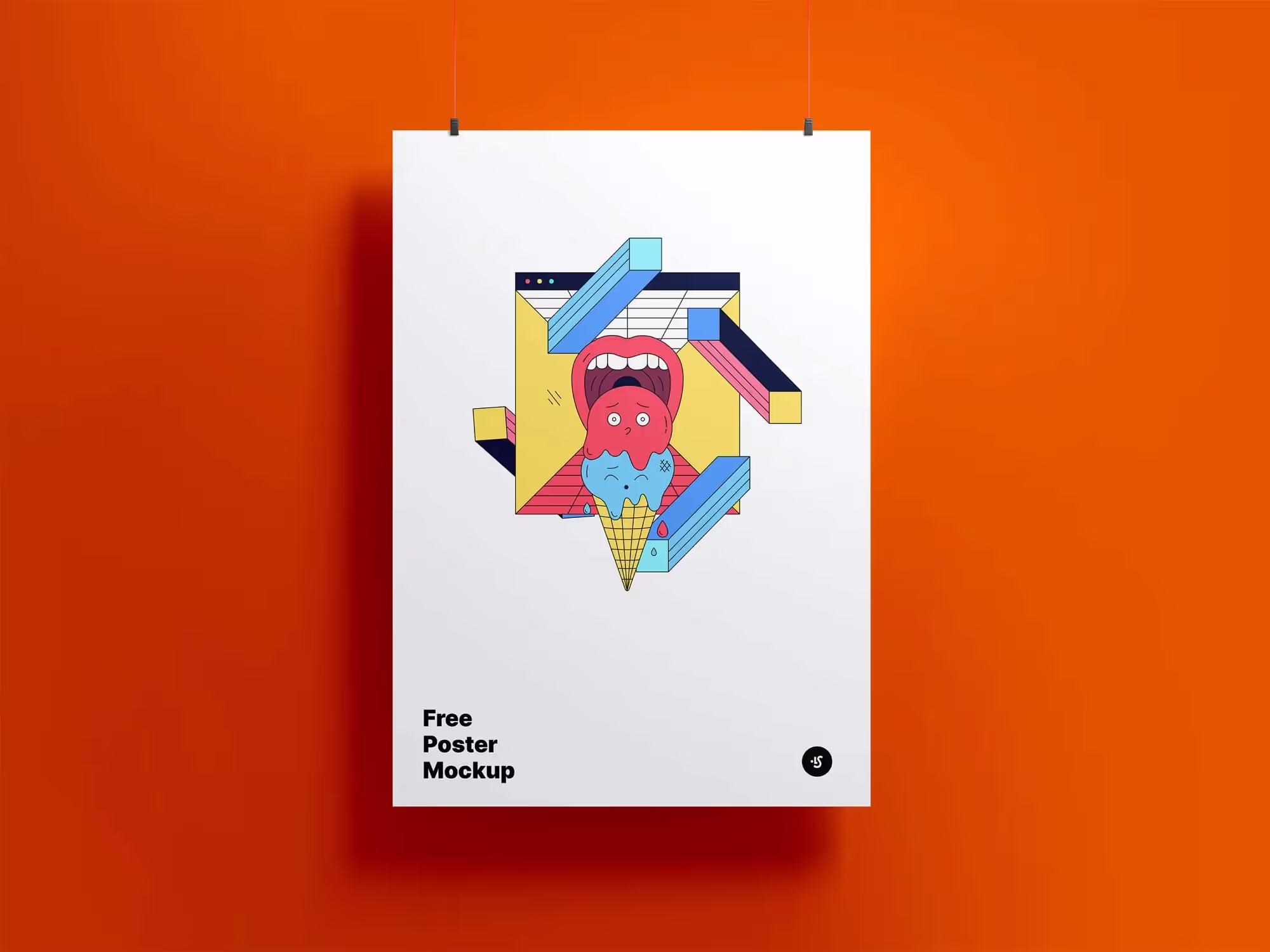 Free Hanging Poster Mockup | Full Resolution File