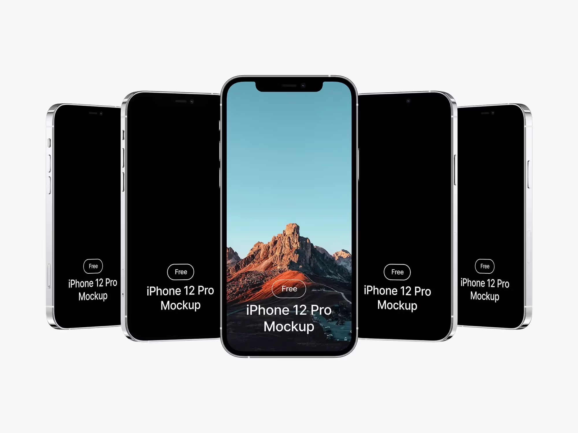 Free Five iPhone 12 Pro Mockups | Professional Template