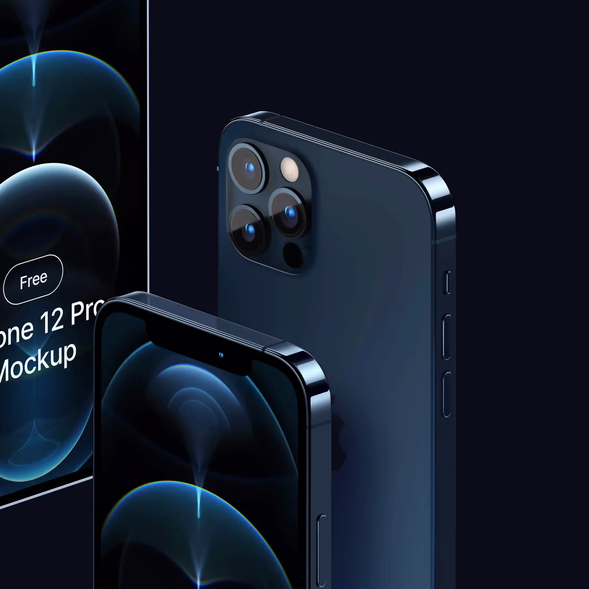 Free Pacific Blue iPhone 12 Pro Mockups | Commercial License Ready