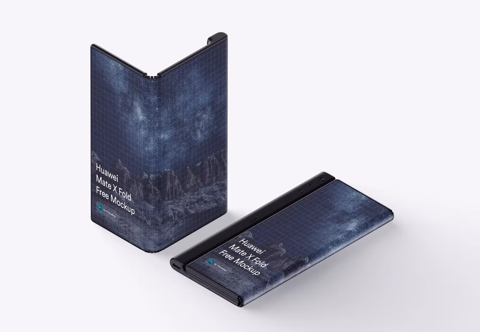 Free Huawei Mate X Phone (Fold) Mockup | Available on ls.graphics