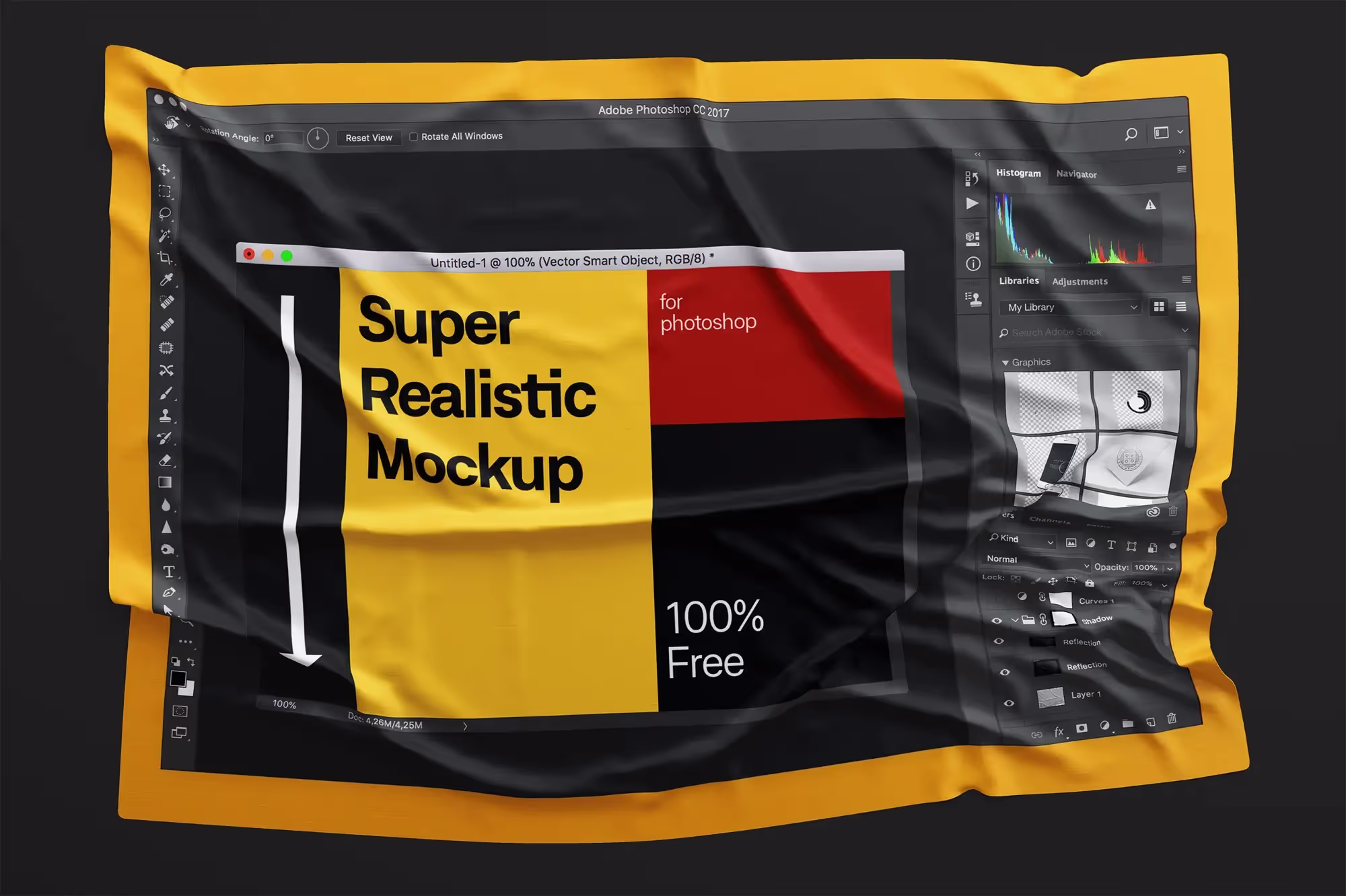 Free Fabric Wrinkled Mockup | Pro Designer Pack