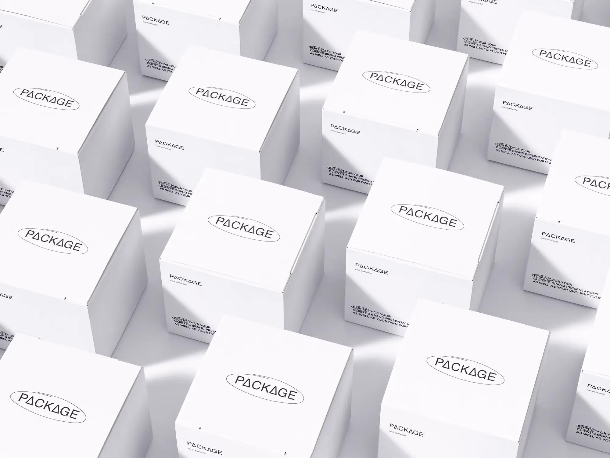 Free Isometric Packages Grid Mockup | Full Resolution File