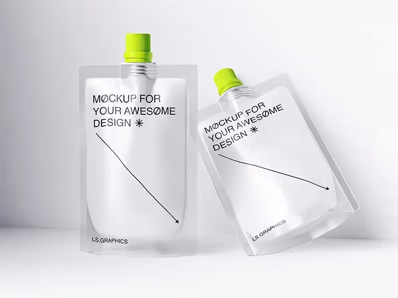 Free 2 Plastic Pouch PSD Mockup