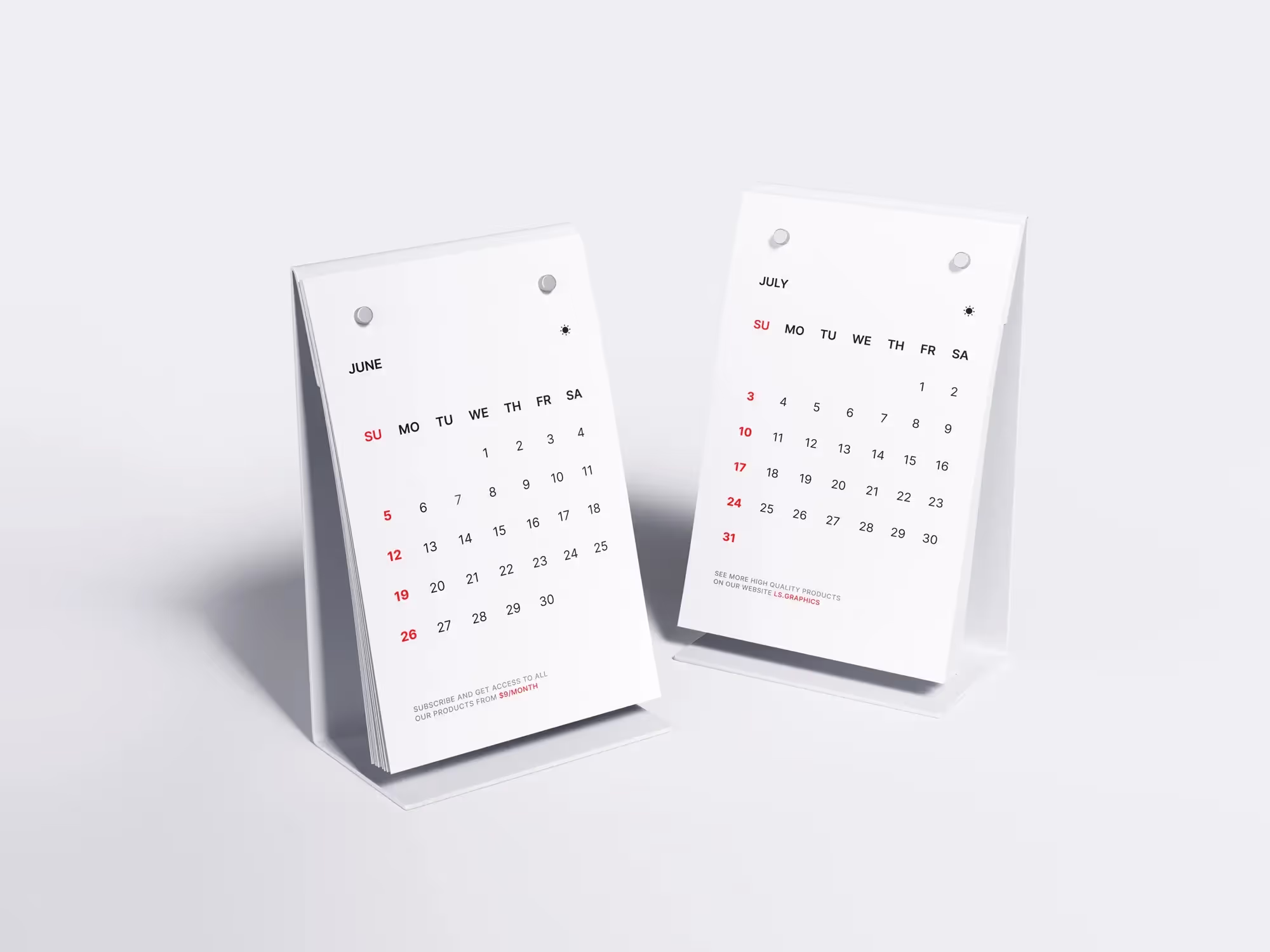 Free Realistic Desk Calendars Mockup | Premium Download Ready
