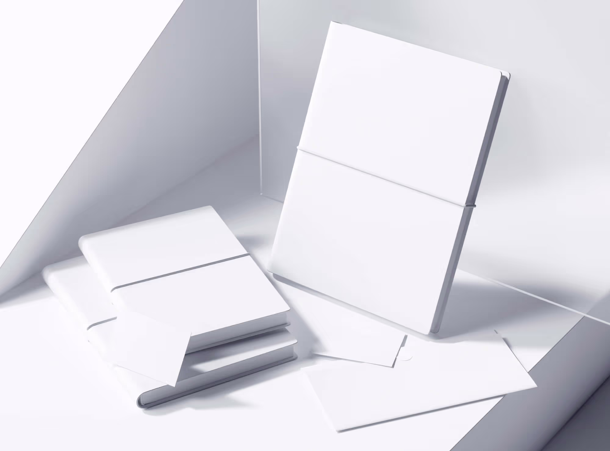 Free 3 Notebook and Business Cards with Envelope Mockup | Commercial License Ready