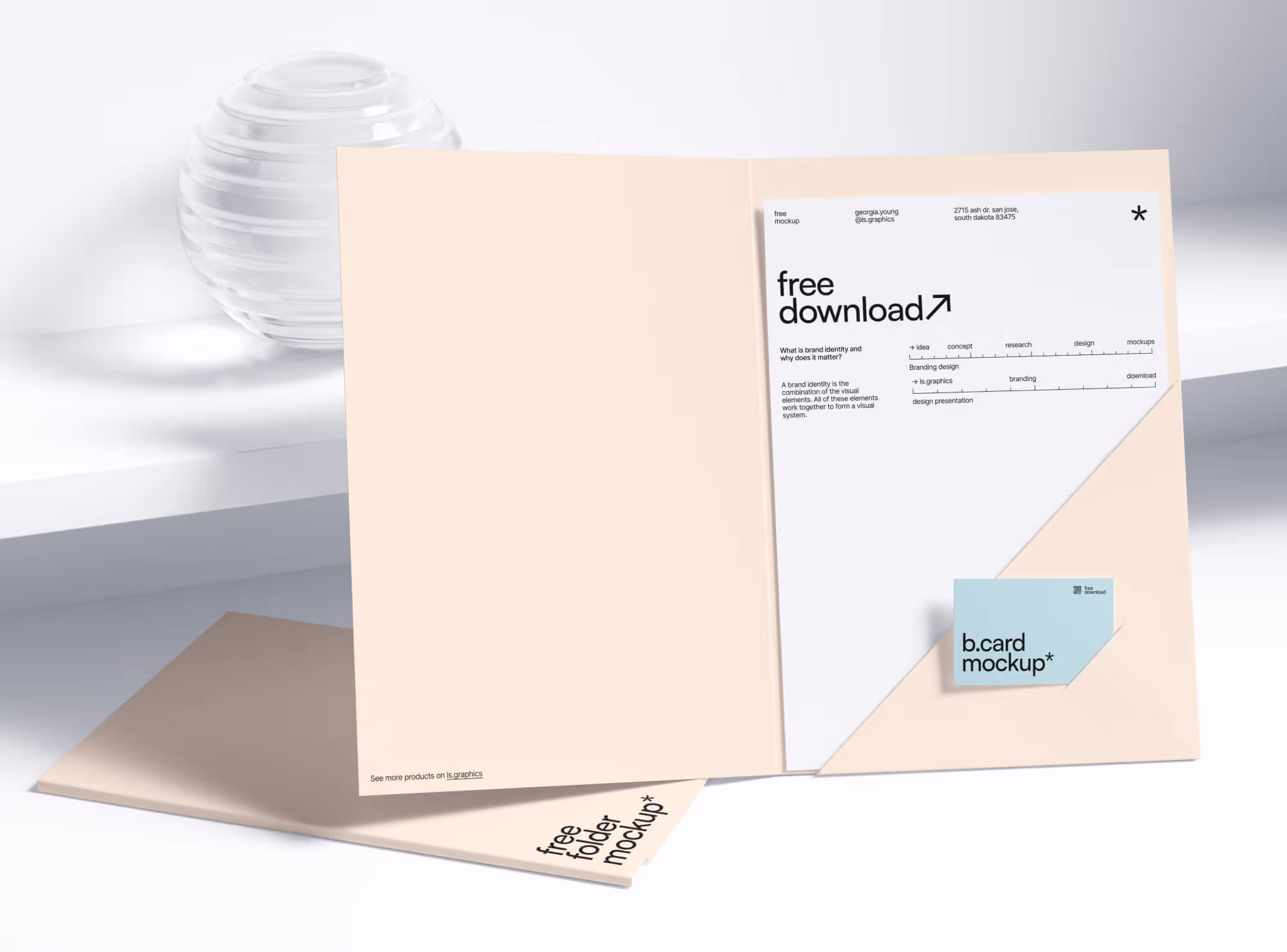 Free Folder and Paper with Business Card Mockup | High Quality Asset