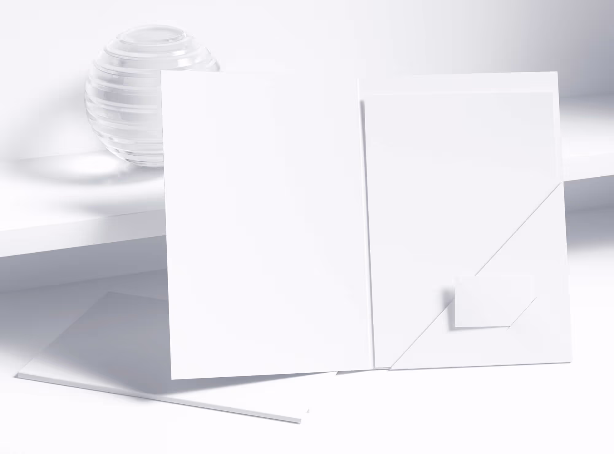Free Folder and Paper with Business Card Mockup | Premium Download Ready