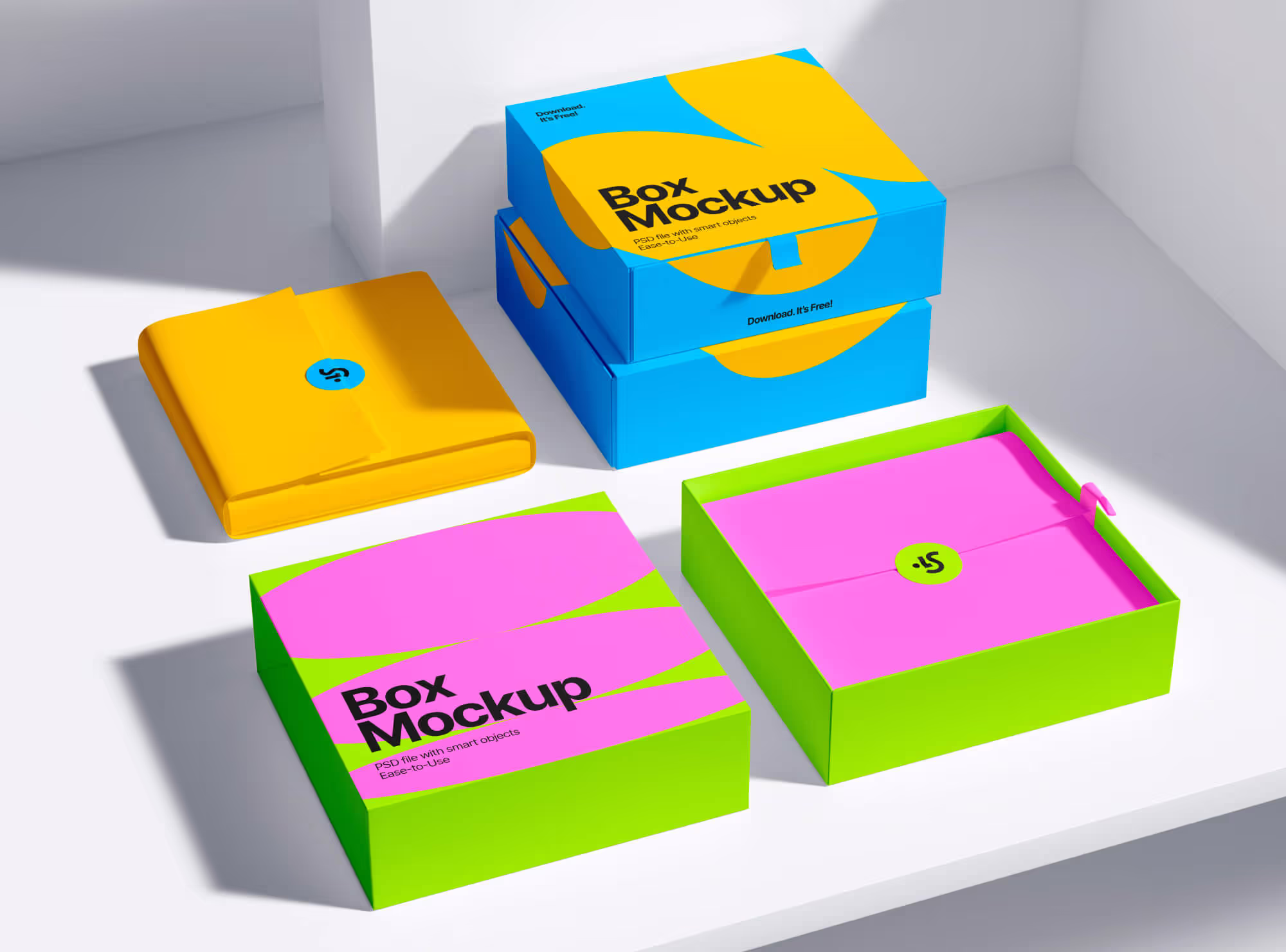 Free 3 Stylish Boxes Mockup | Commercial License Ready