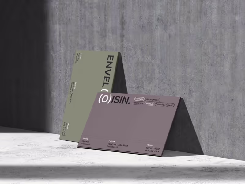 Oisin, Envelope Mockups in Minimalistic Environment, US, 09