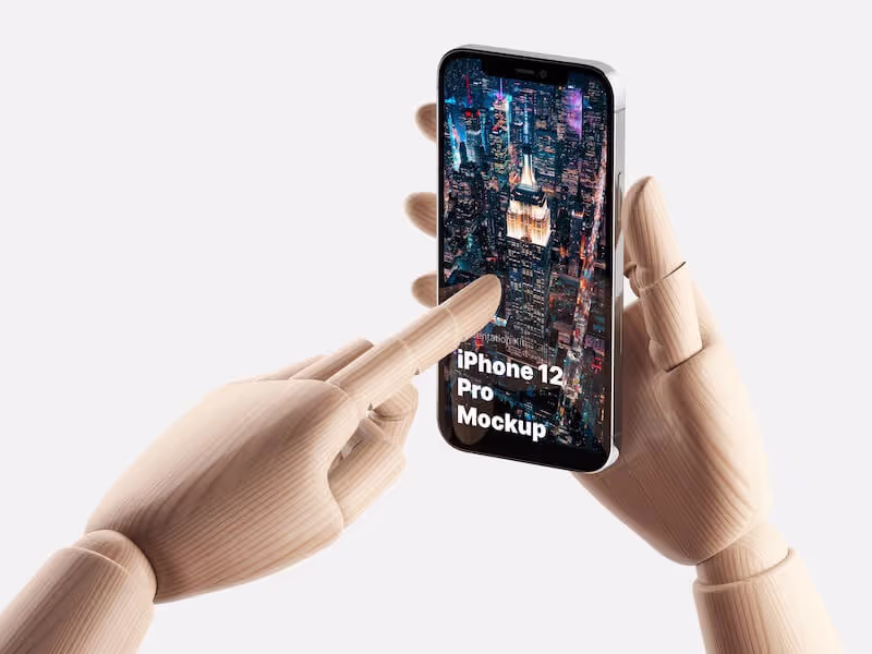 Wooden Hands iPhone 12 Pro Mockups, 04