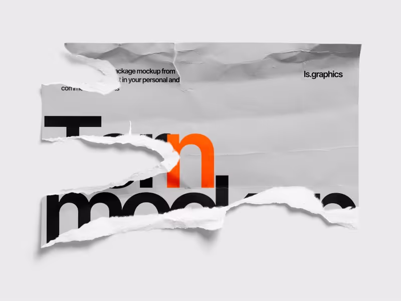 Torn Glossy Poster Mockup, EU, 10