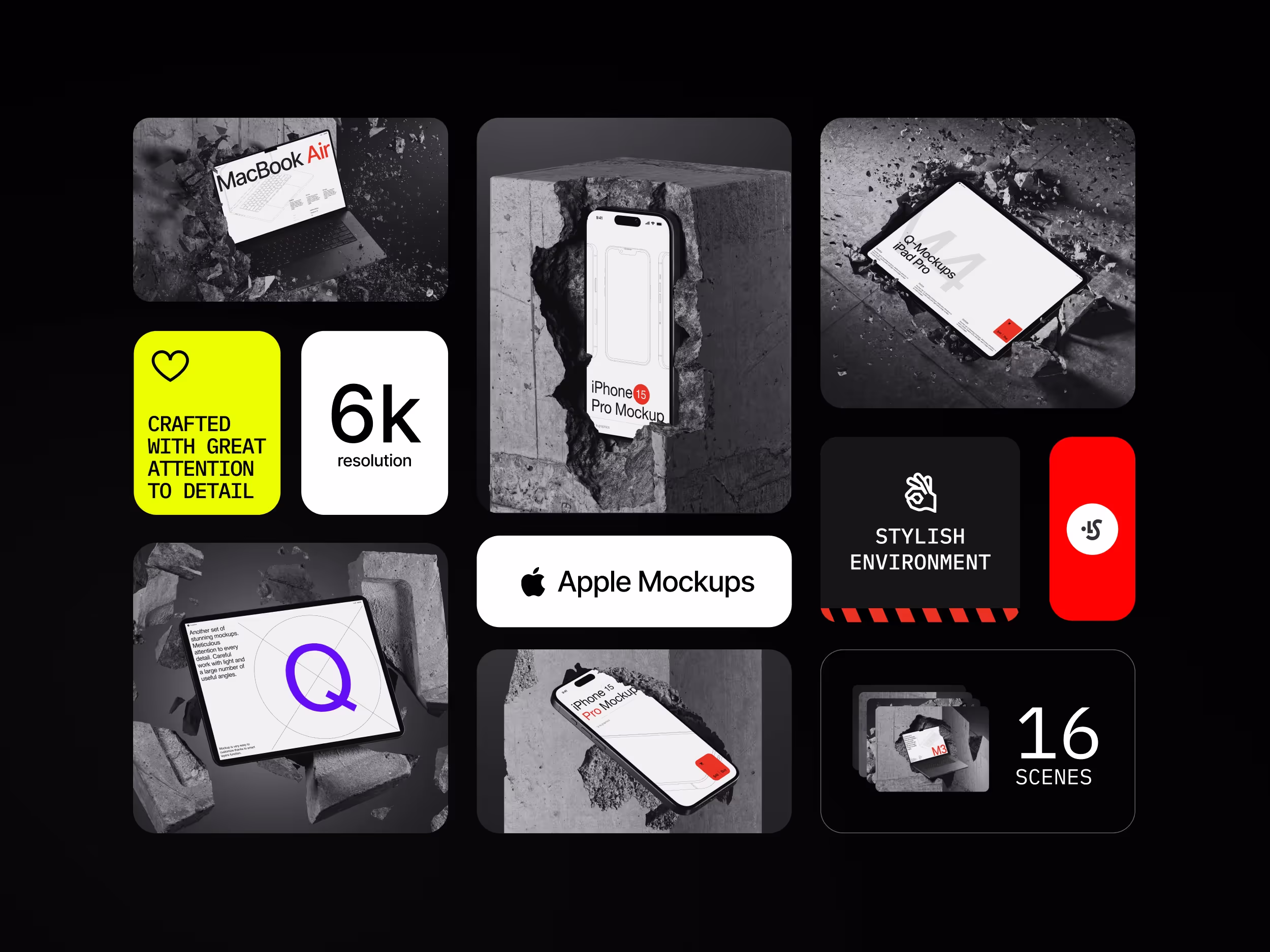 Devices Mockups - Q-Mockups Apple Devices | Available on ls.graphics