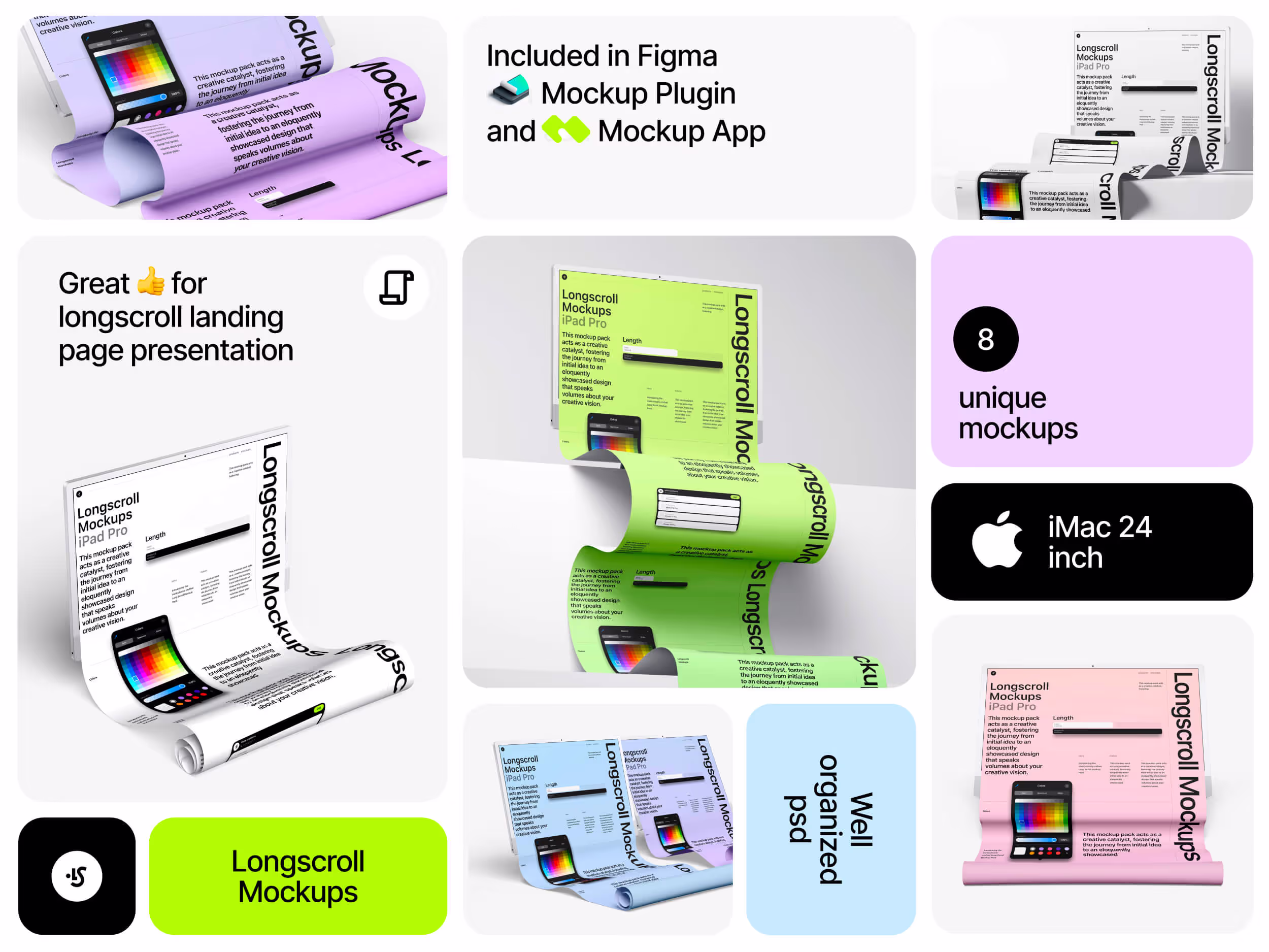 Apple Mockups - iMac 24 inch Longscroll Mockups | Available on ls.graphics
