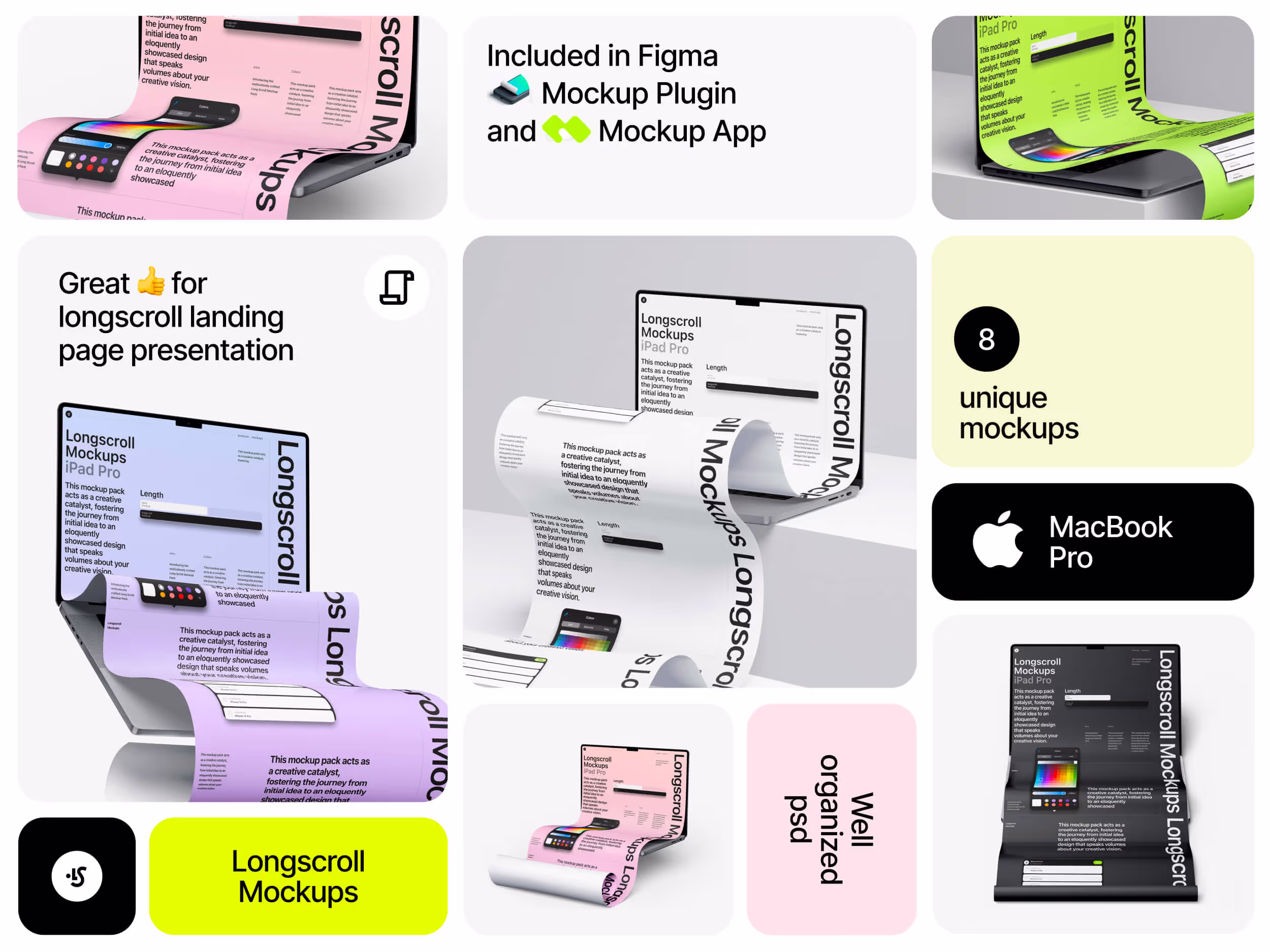 Devices Mockups - MacBook 16 Pro Longscroll Mockups | Available on ls.graphics