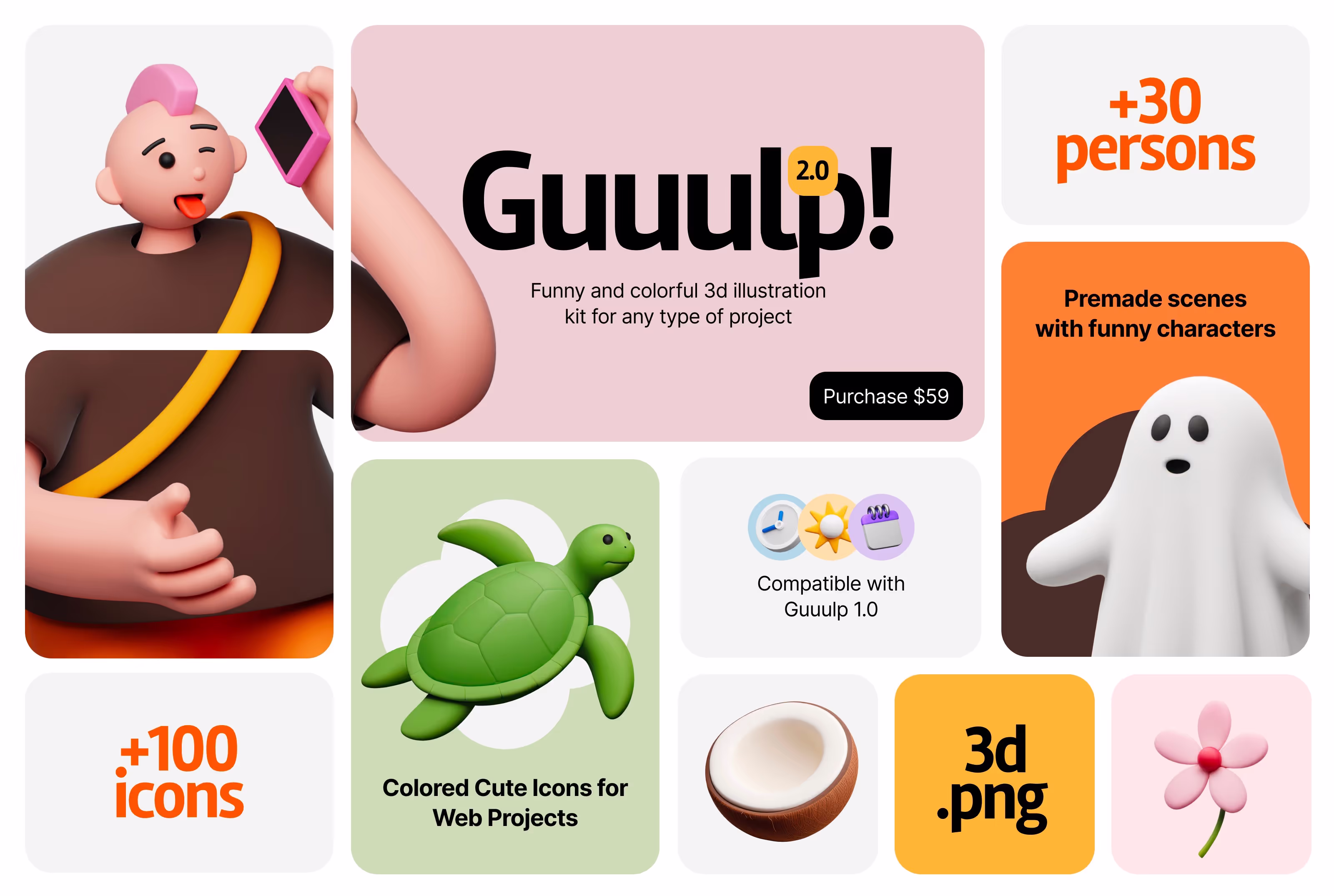 Premium Mockup - Guuulp 20 Illustration Constructor | Download at ls.graphics