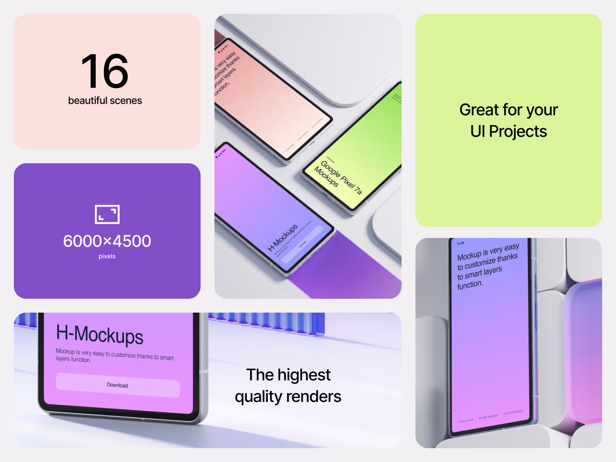 Devices Mockups - H-Mockups Google Pixel 7a | Available on ls.graphics