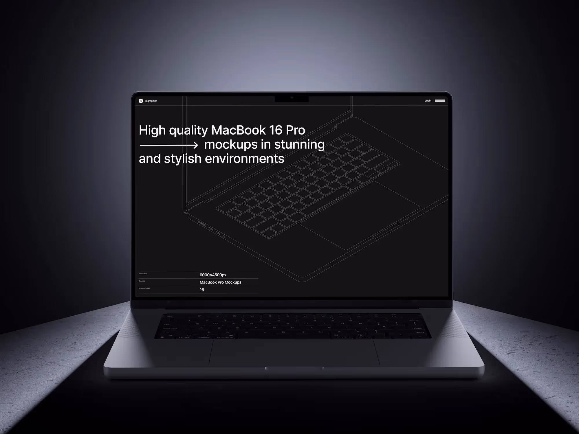 Laptop Mockups - B-Mockups MacBook 16 Pro | Top Selling Mockup