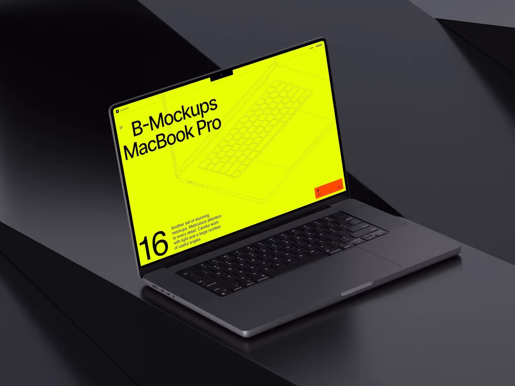 Laptop Mockups - B-Mockups MacBook 16 Pro | Popular Design Item