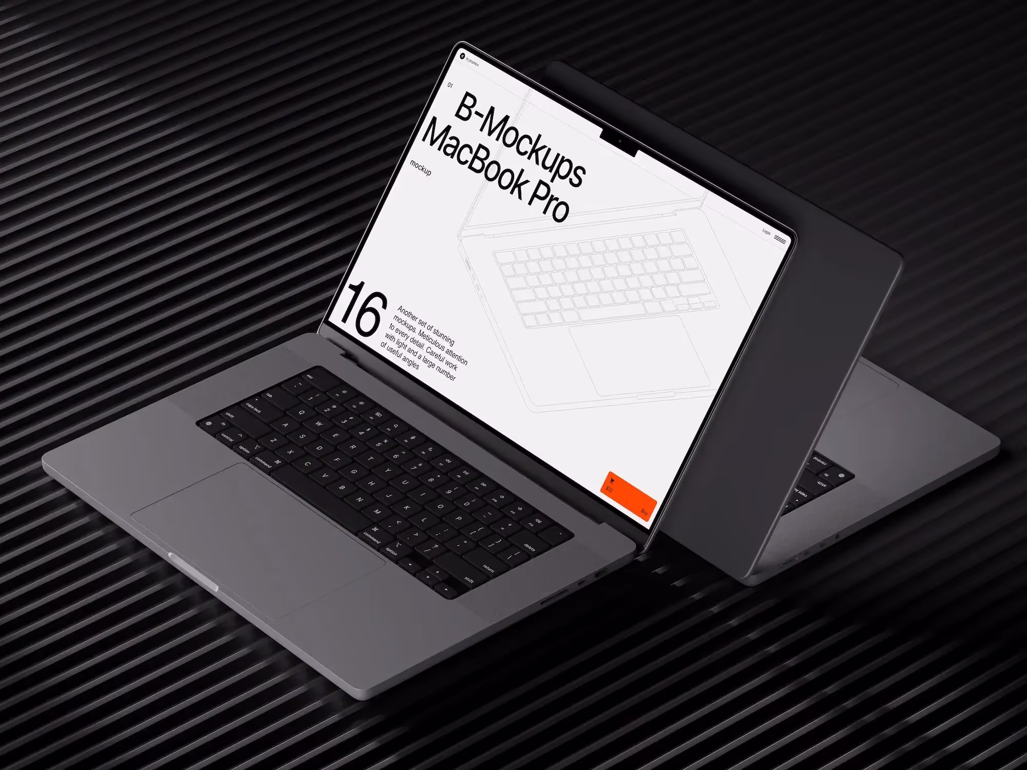 Laptop Mockups - B-Mockups MacBook 16 Pro | Premium Quality Files