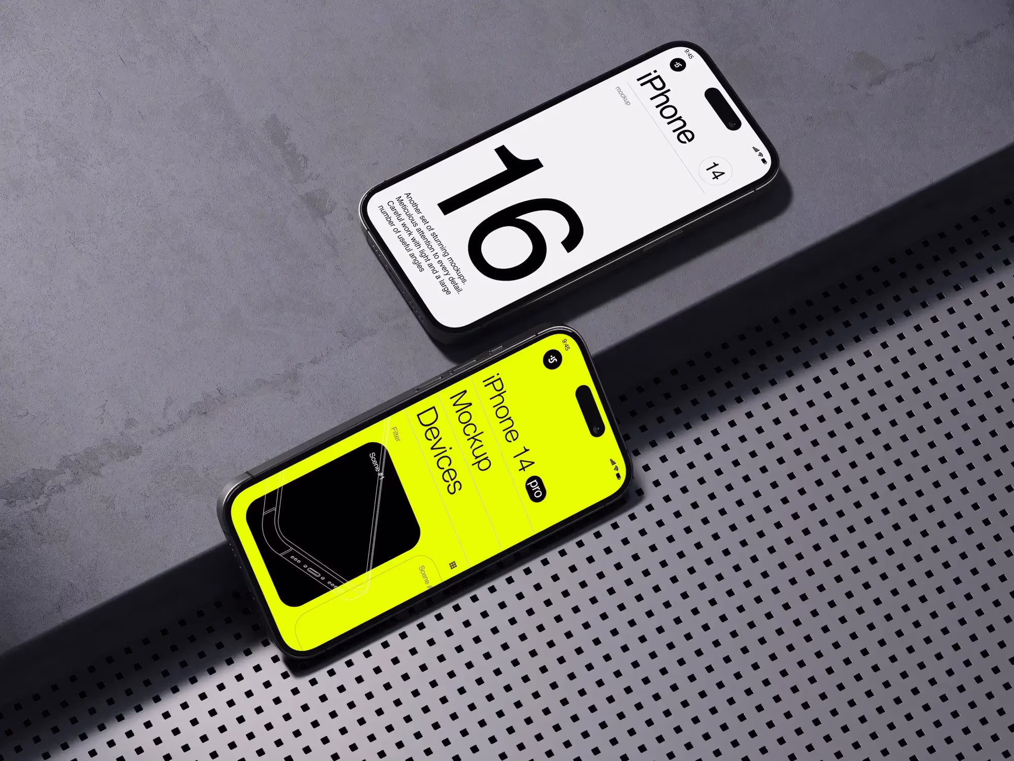 Iphone Mockups - A-Mockups iPhone 14 Pro | Design Assets Pack