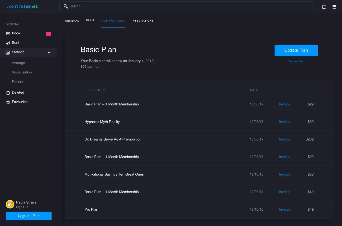 Control Panel | Professional Template