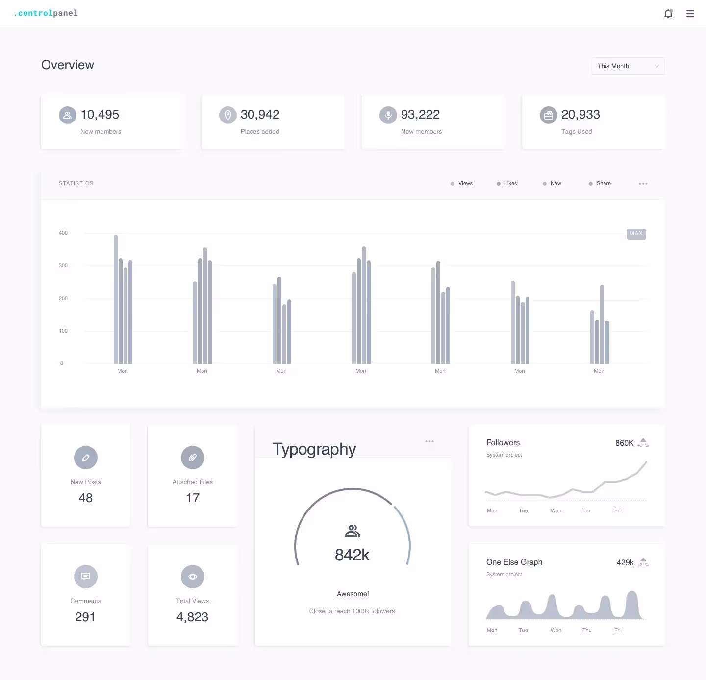 Control Panel | Best Seller Template