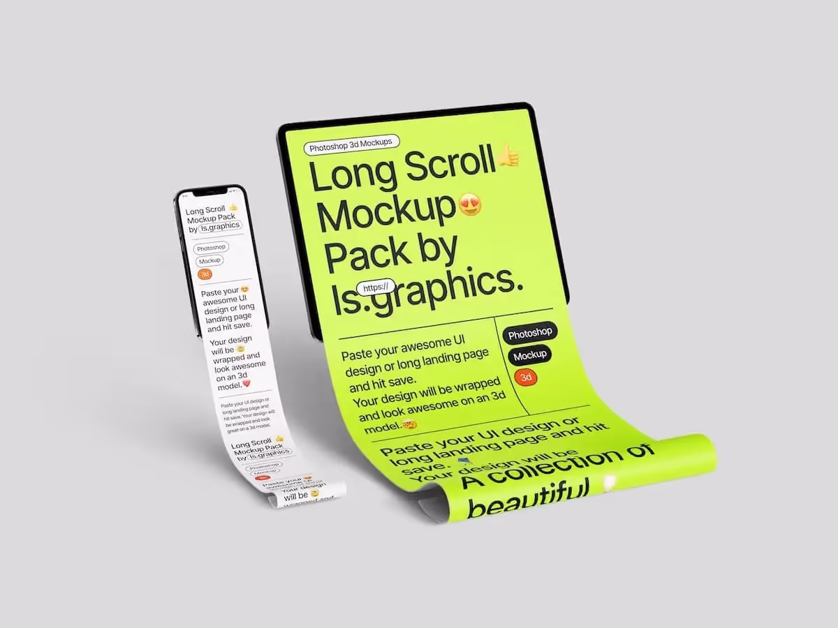 Long Scroll Mockups | Available on ls.graphics