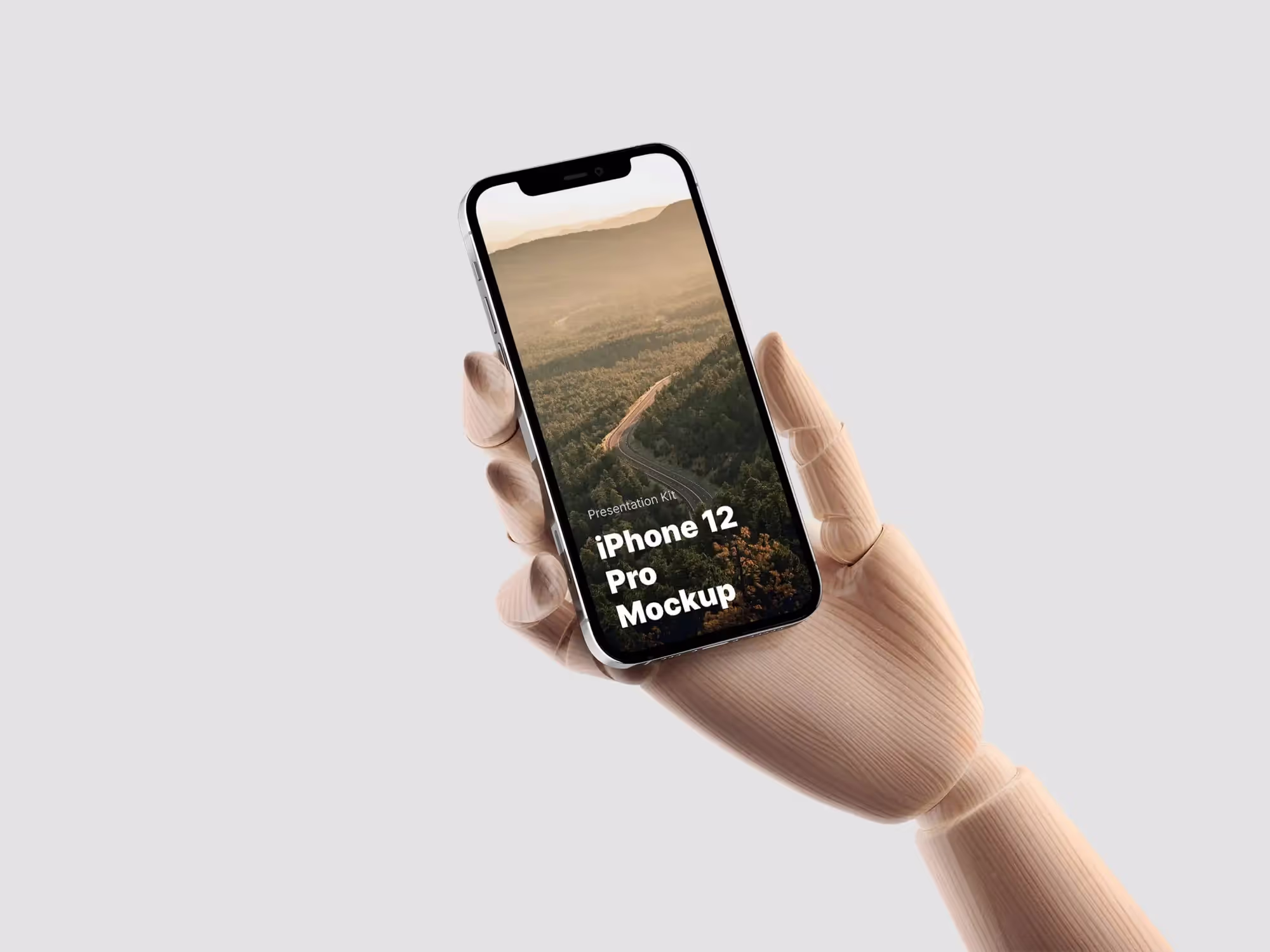 Wooden Hands iPhone 12 Pro Mockups | Pro Designer Pack