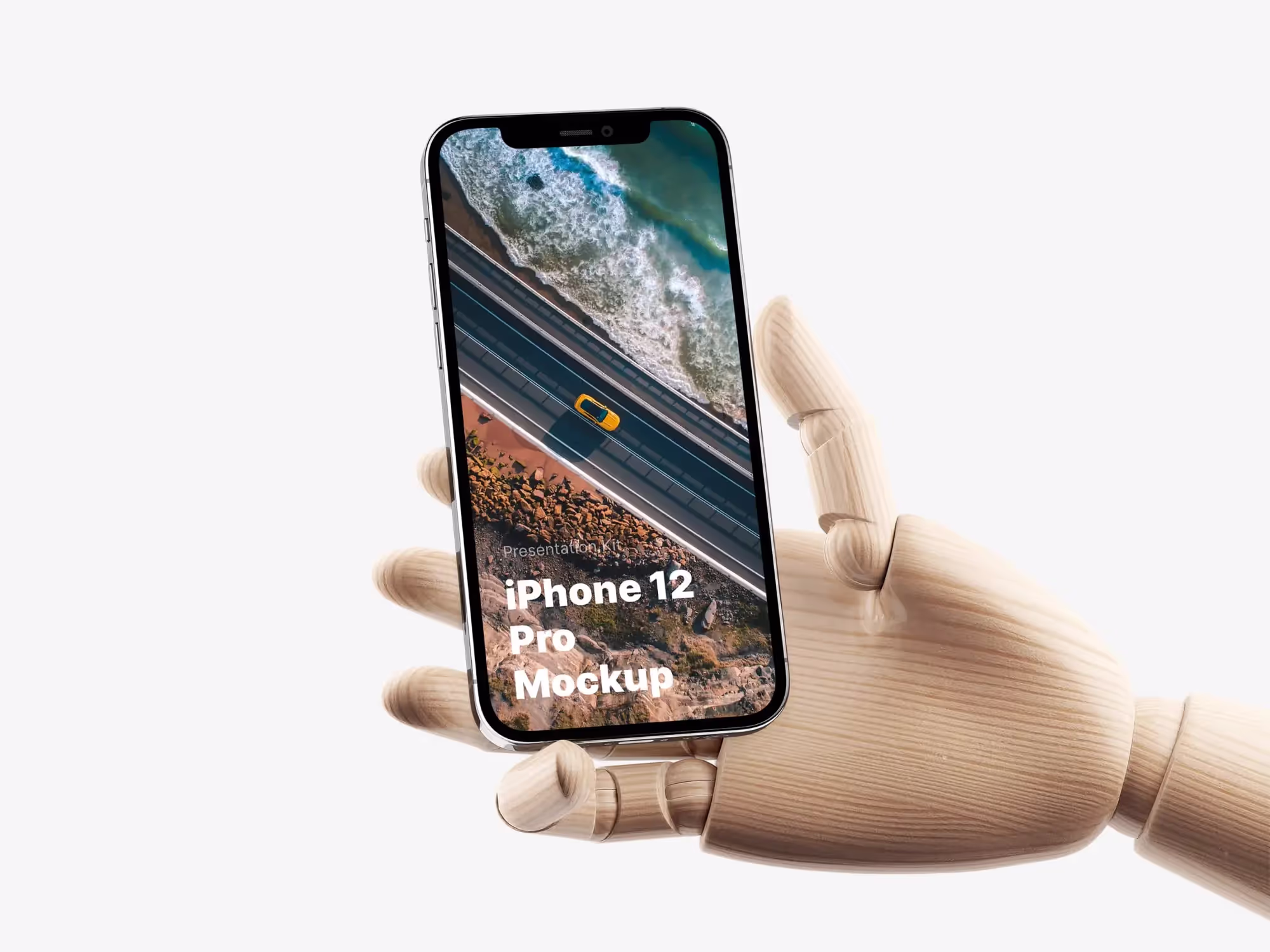 Wooden Hands iPhone 12 Pro Mockups | High Quality Asset