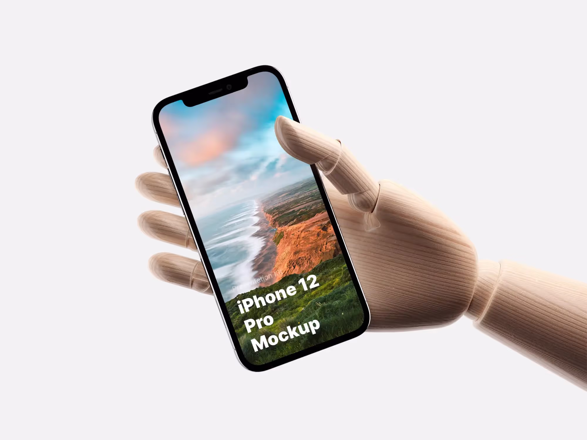 Wooden Hands iPhone 12 Pro Mockups | Pro Design Resource