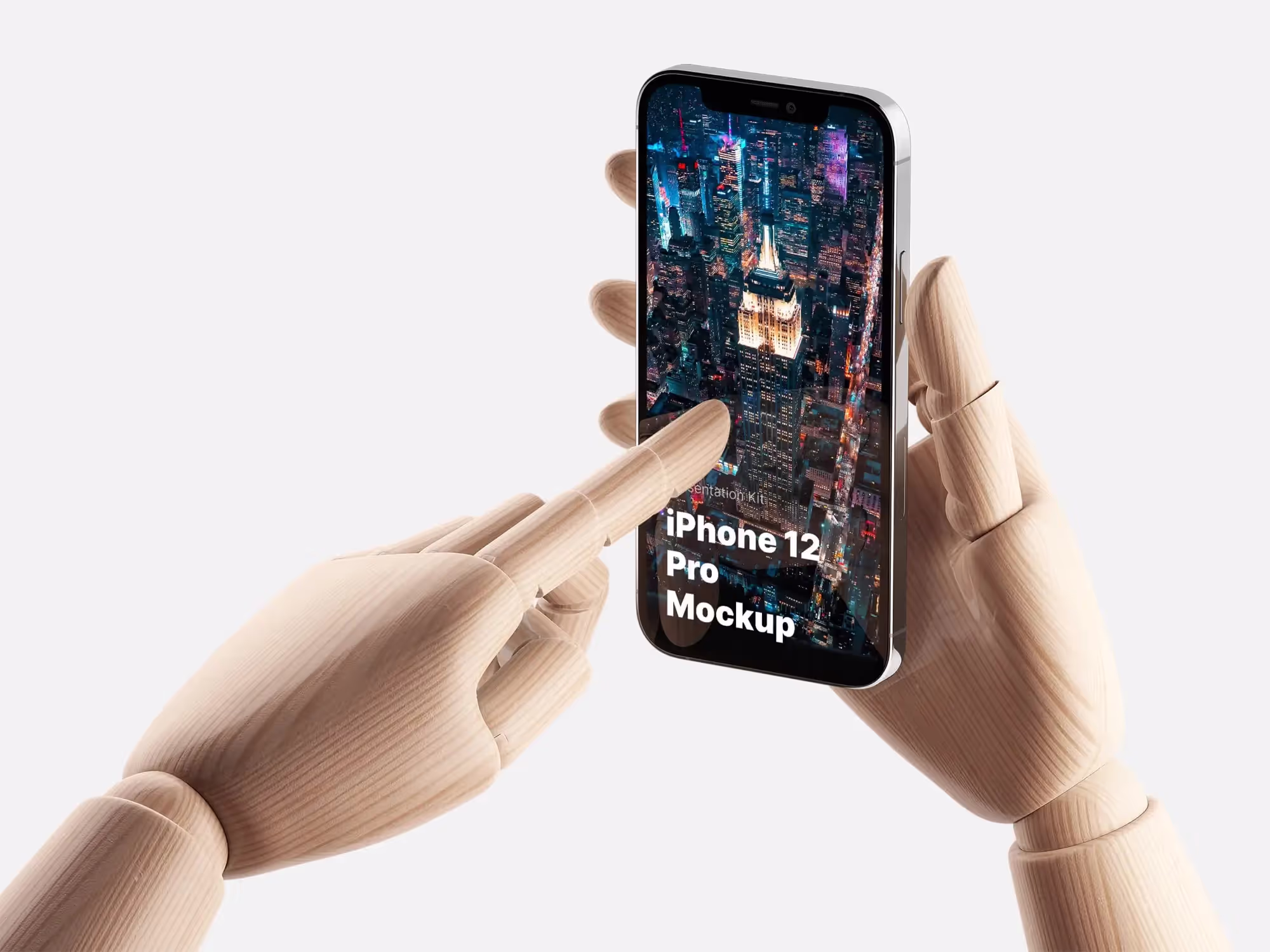 Wooden Hands iPhone 12 Pro Mockups | Commercial License Ready
