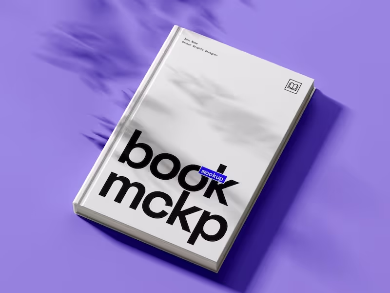 Free Book with Aesthetic Shadows Mockup
