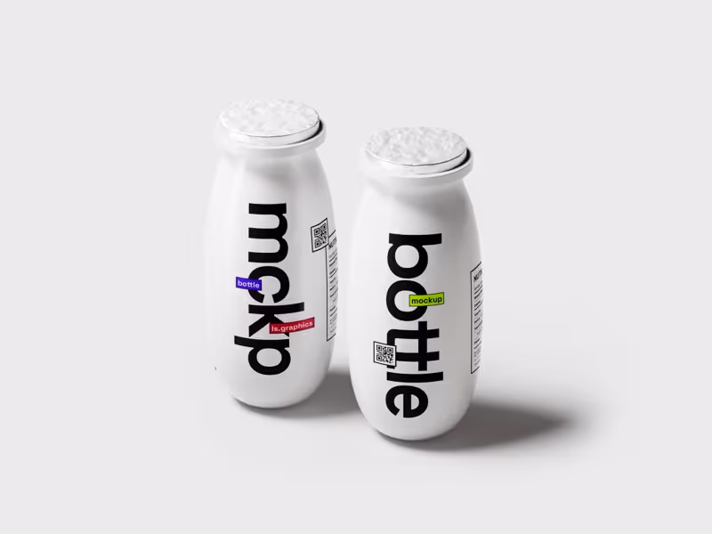 Yougurt Bottle Mockup, Scene 06