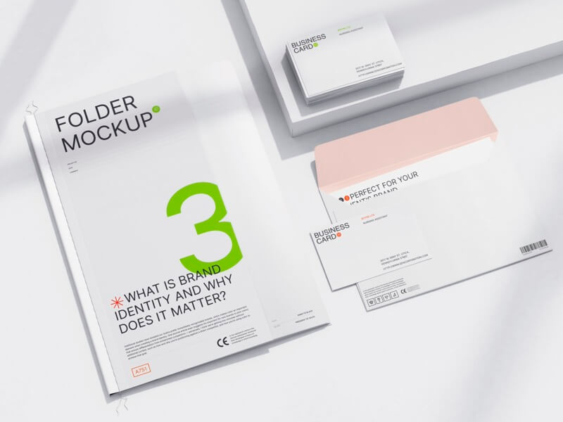 Boyne, Stationery Mockups in Top View, EU, 13