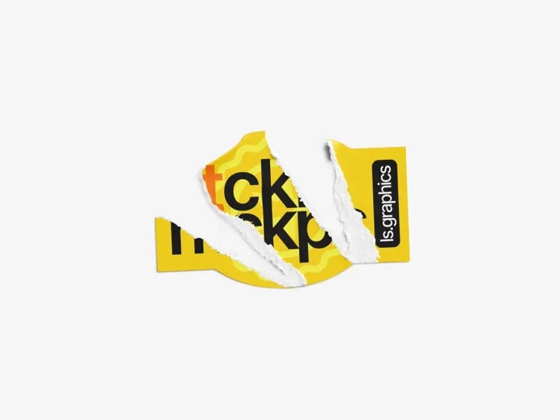 Torn Sticker Mockup, Scene 02