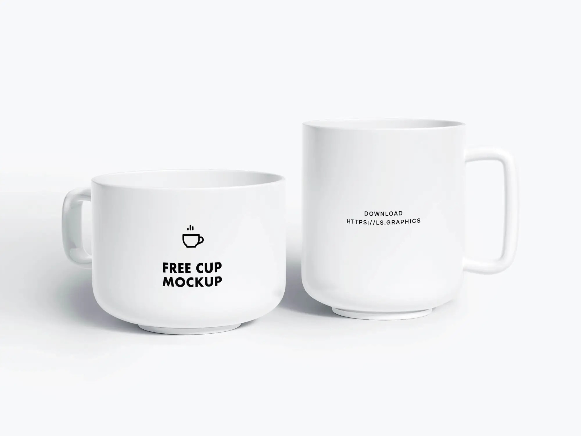 2 Ceramic Cups Free PSD Mockup | Pro Design Resource