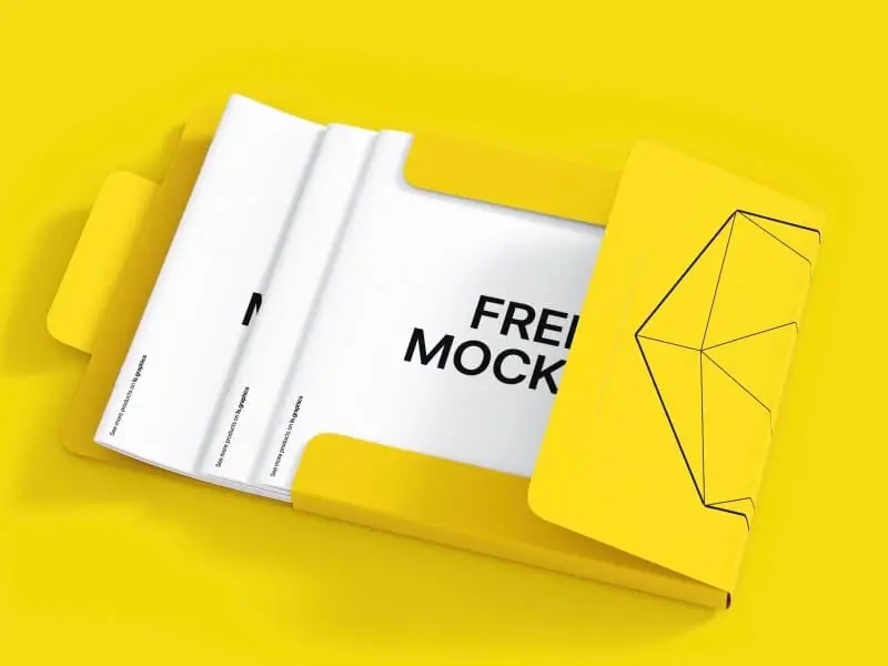 Cardboard Folder and Brochures Free Mockup