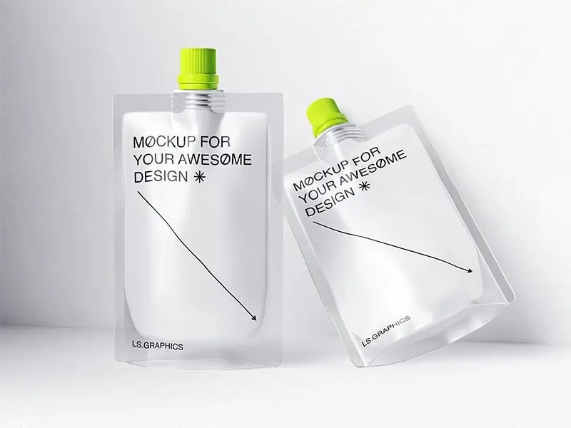 Free 2 Plastic Pouch PSD Mockup