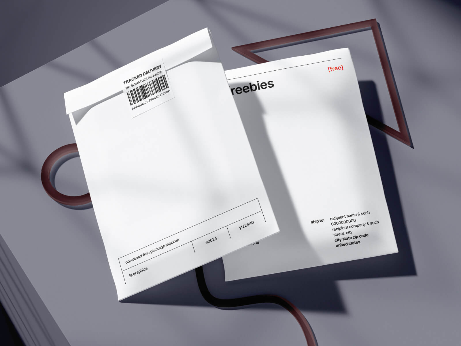 Free 2 Paper Postal Packages Mockup