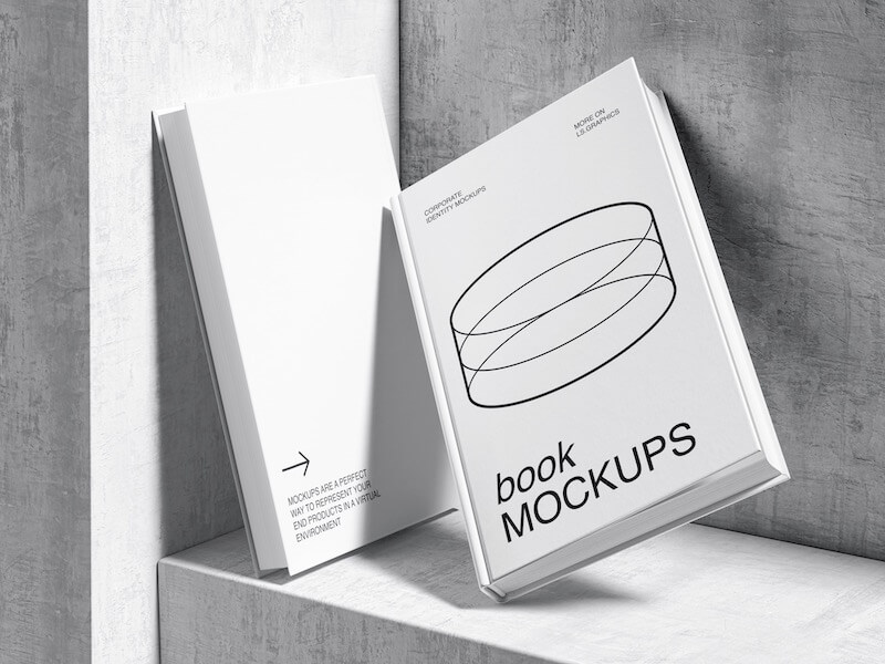 Qubus, Realistic Books Mockups and Concrete Textures, US, 12