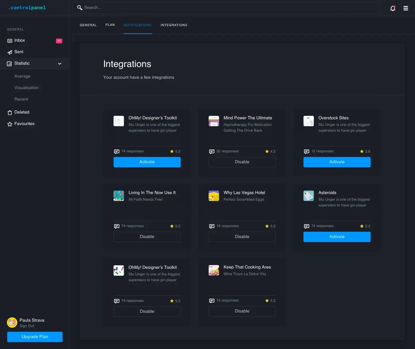 Control Panel | Professional Template