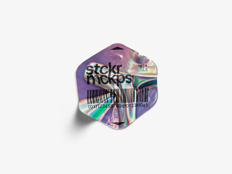 Holographic Sticker Mockup, Scene 26